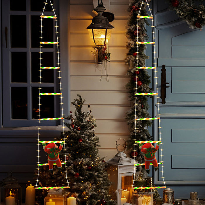 Hollevo™ Klimmende kerstman op LED-ladder met 8 knipperstanden