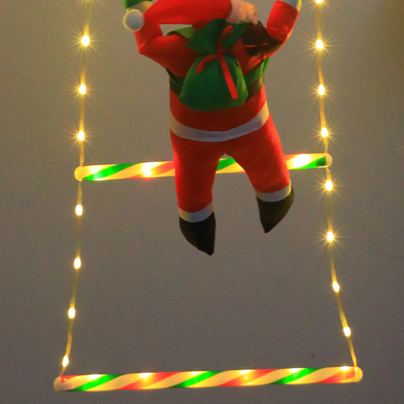 Modern kunst deco PVC katoen ladder vorm kerstman kerstdecoratie LED lichtsnoer voor buiten