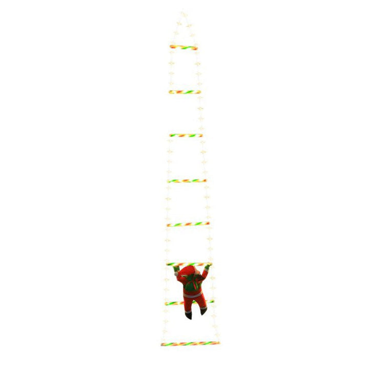 Modern kunst deco PVC katoen ladder vorm kerstman kerstdecoratie LED lichtsnoer voor buiten