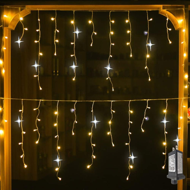 Winterglow licht gordijn – warmwit weerbestendig LED kerst gordijn
