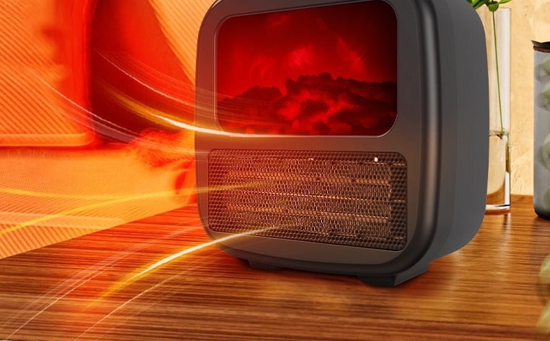 Zwarte mini kachel met 3D vlameffect