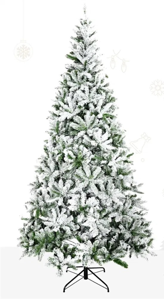 Besneeuwde dennenboom zonder lichtjes