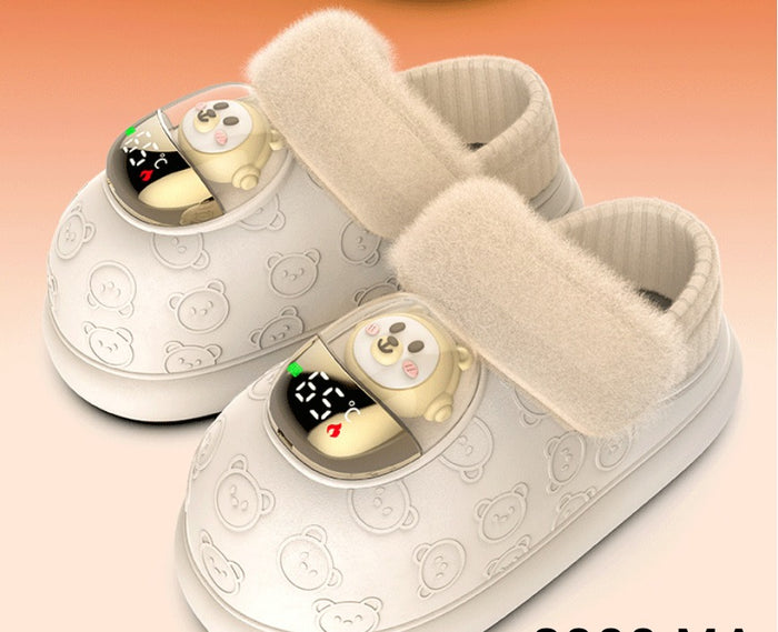 Hollevo Verwarmde slippers met klittenband en display op de accu