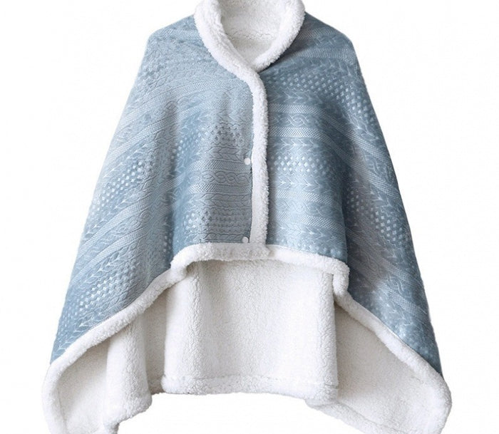 Hollevo Dubbele fleece omslagdeken met knopen en teddyvoering