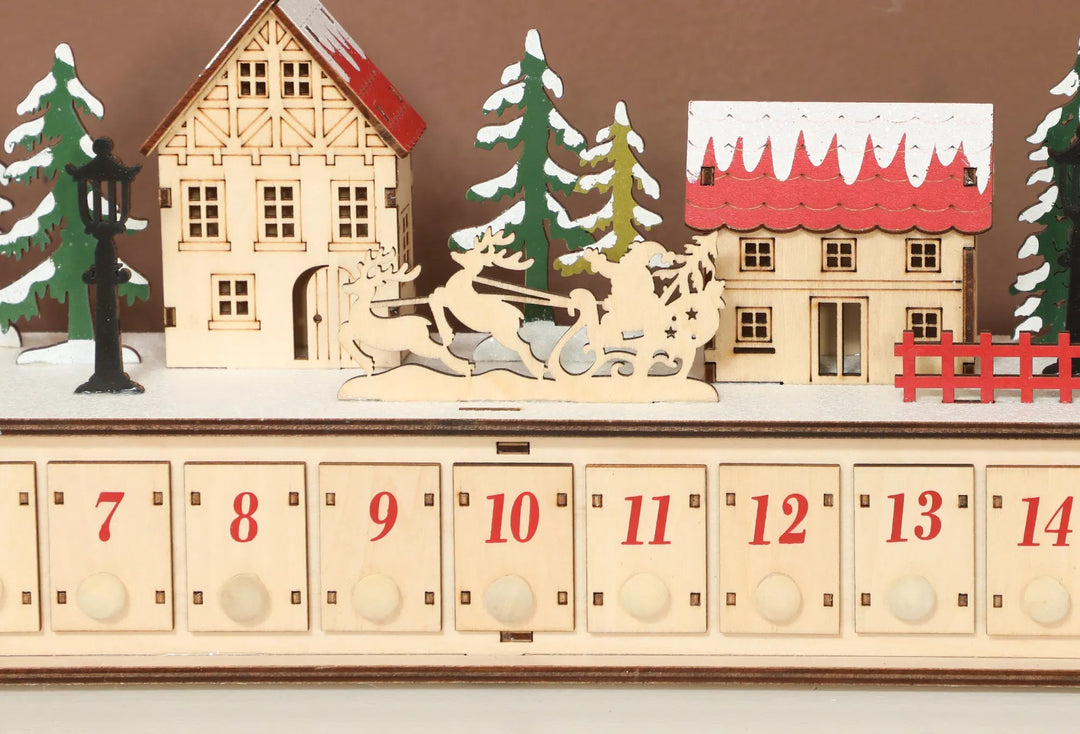 Lange verlichte houten adventskalender