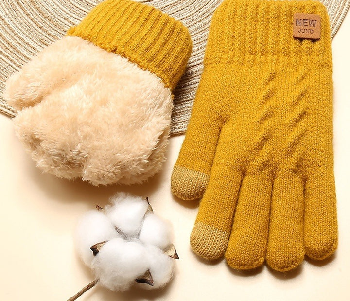 Kabelgebreide dameshandschoenen met voering