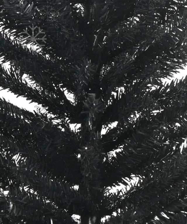 Slanke zwarte kunstkerstboom op standaard