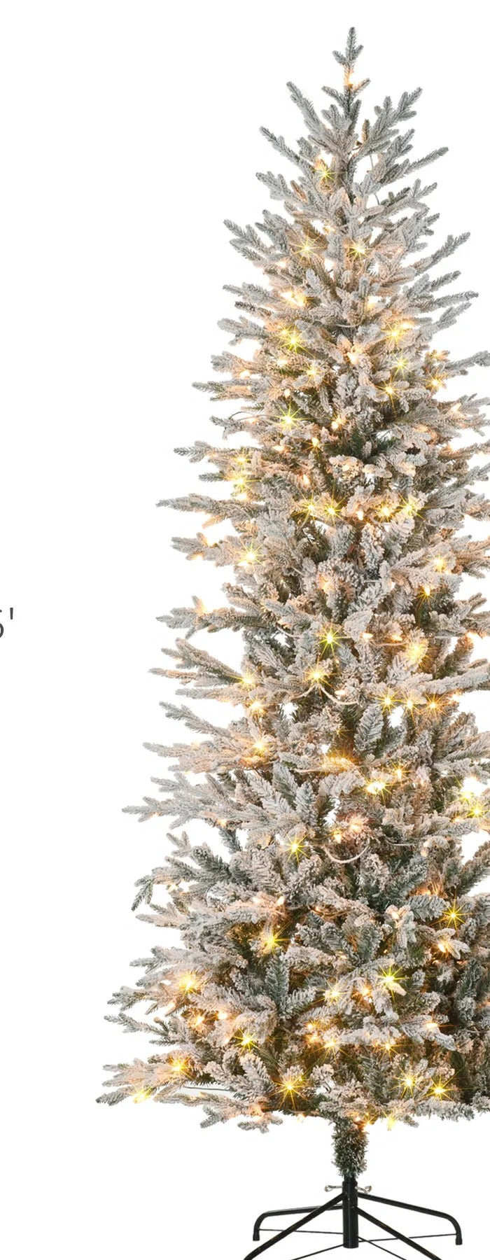 Grote besneeuwde kerstboom met heldere lampjes