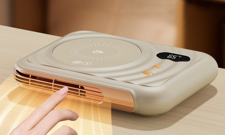 Mokwarmer met warme lucht naar handen