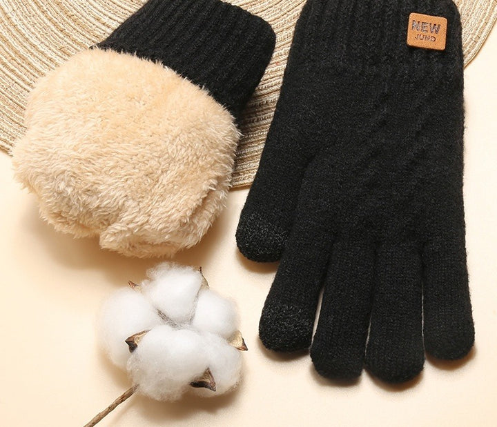 Kabelgebreide dameshandschoenen met voering