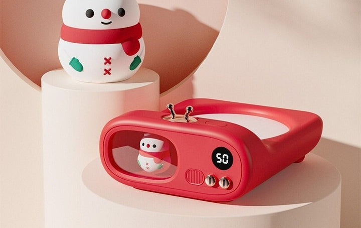 Bekerwarmer in tv-vorm met figuurtje