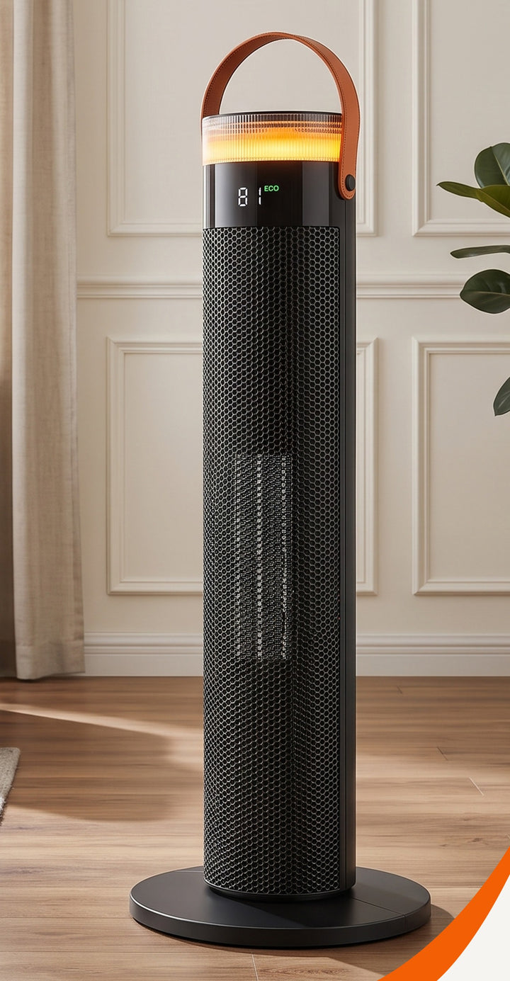Zwarte slanke torenkachel met led-ring