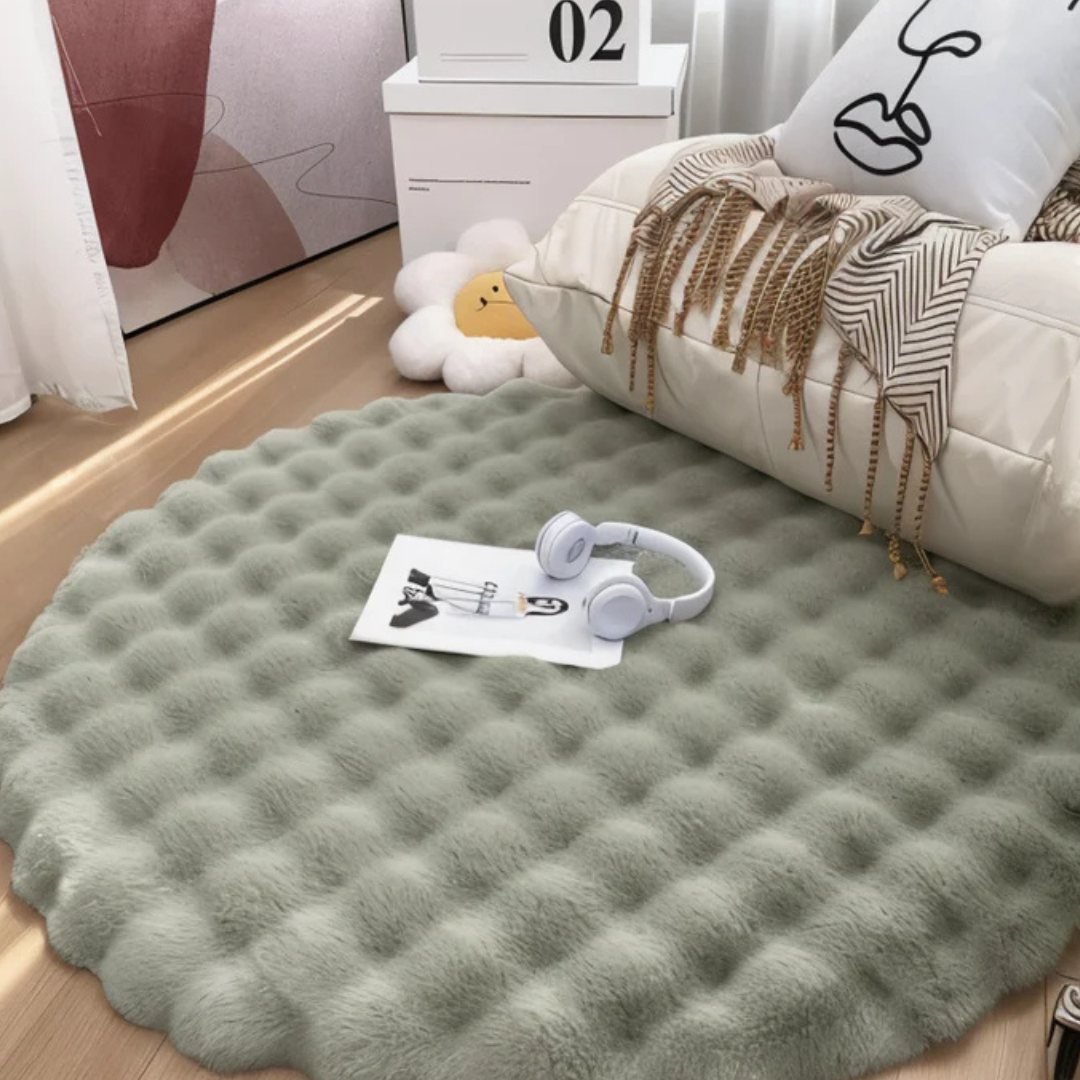 Rond zacht fleece vloerkleed 90 cm met antislip onderkant
