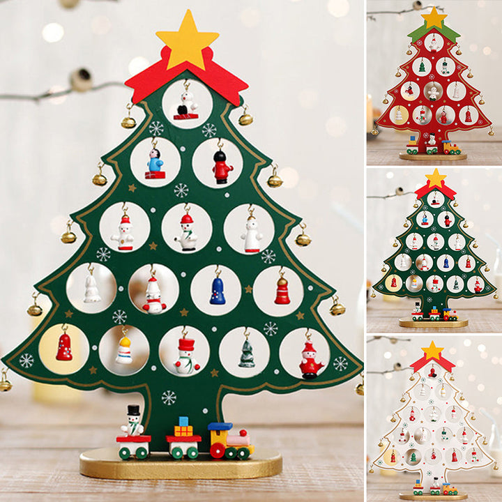 Doe-het-zelf houten mini kerstboom set