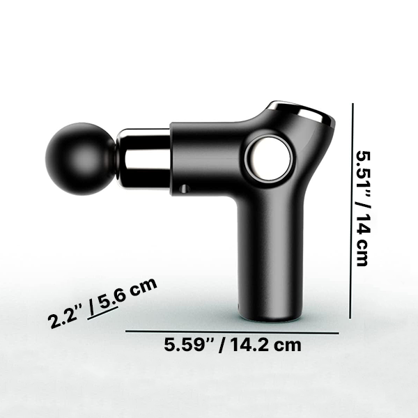 Compact massagepistool met 32 snelheden en 4 opzetstukken