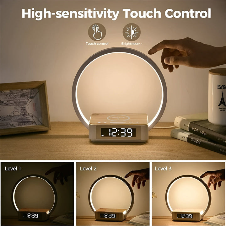Hollevo™ 3-in-1 nachtlamp met draadloze oplader en wekker