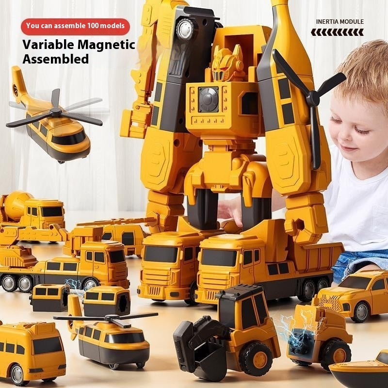 Magnetische speelgoedauto die je ombouwt tot nieuwe vormen
