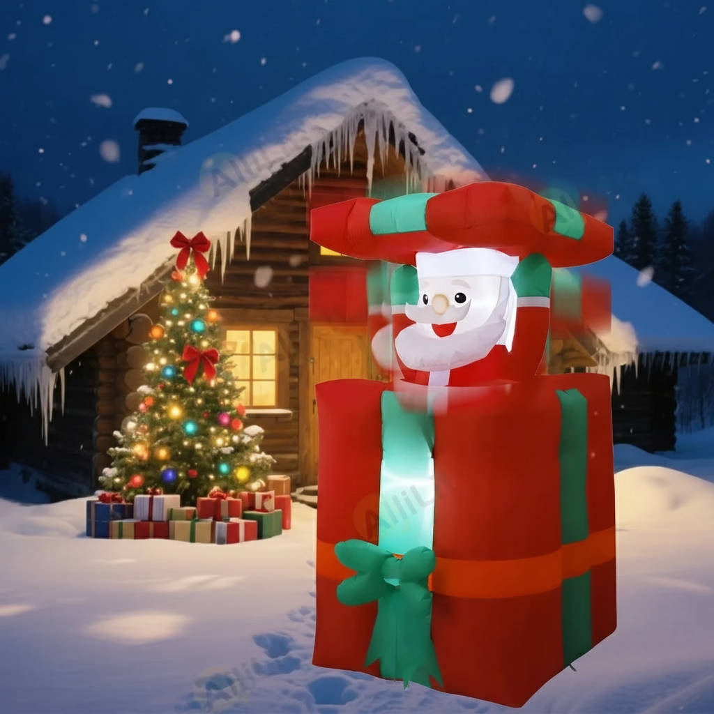 Opblaasbare klimmende kerstman met ledverlichting voor buiten