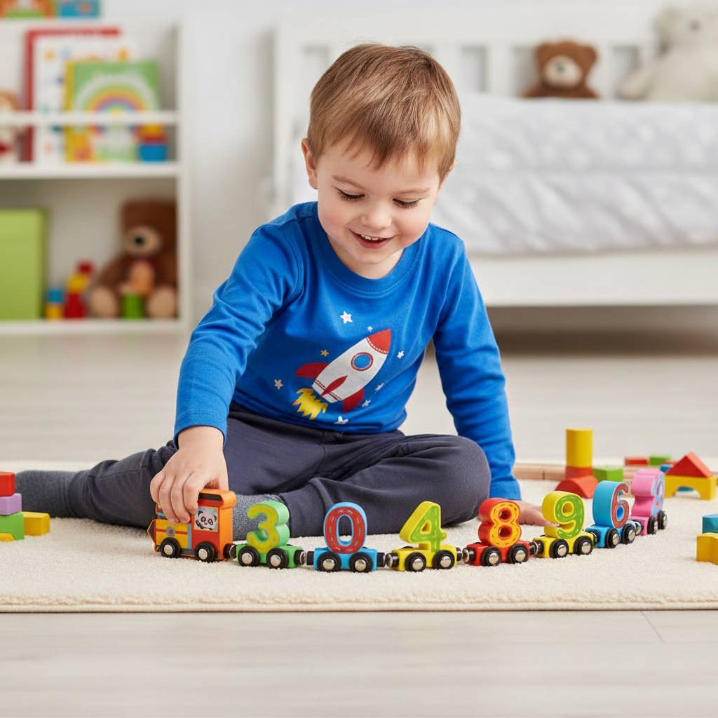 Magnetische houten cijfertrein voor kinderen van 3 tot 6 jaar