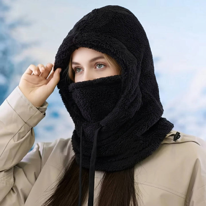 Fleece bivakmuts met trekkoorden en verlengde hals