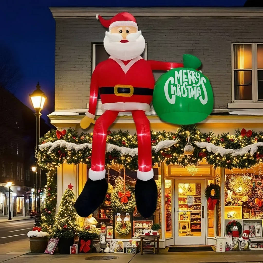 Opblaasbare klimmende kerstman met ledverlichting voor buiten