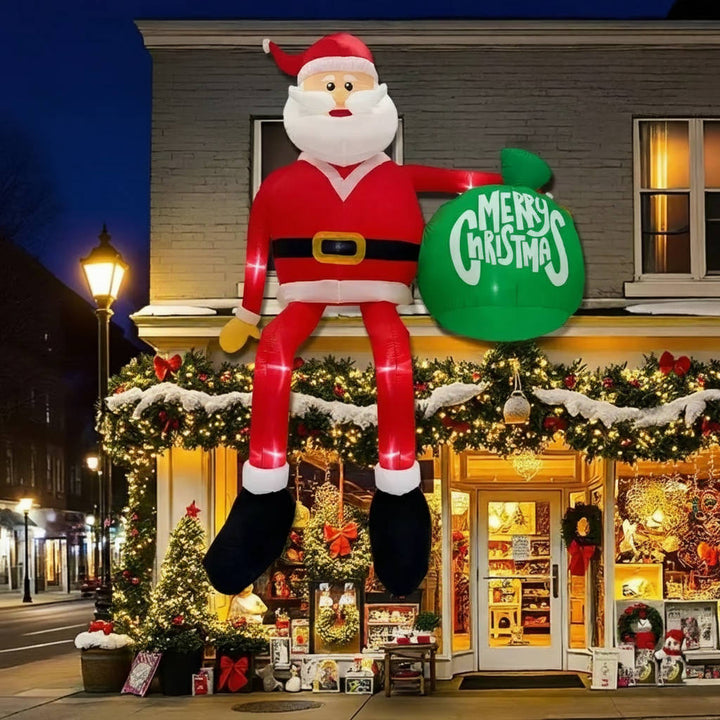 Opblaasbare klimmende kerstman met ledverlichting voor buiten