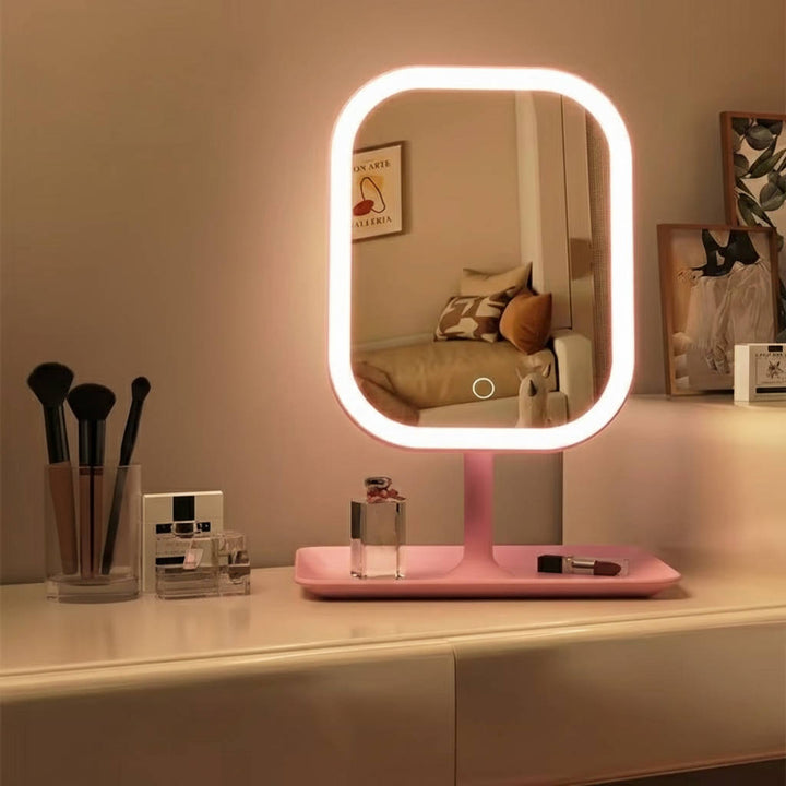 Make-upspiegel voor op reis met licht in drie standen