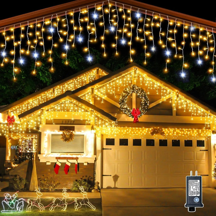 Winterglow licht gordijn – warmwit weerbestendig LED kerst gordijn