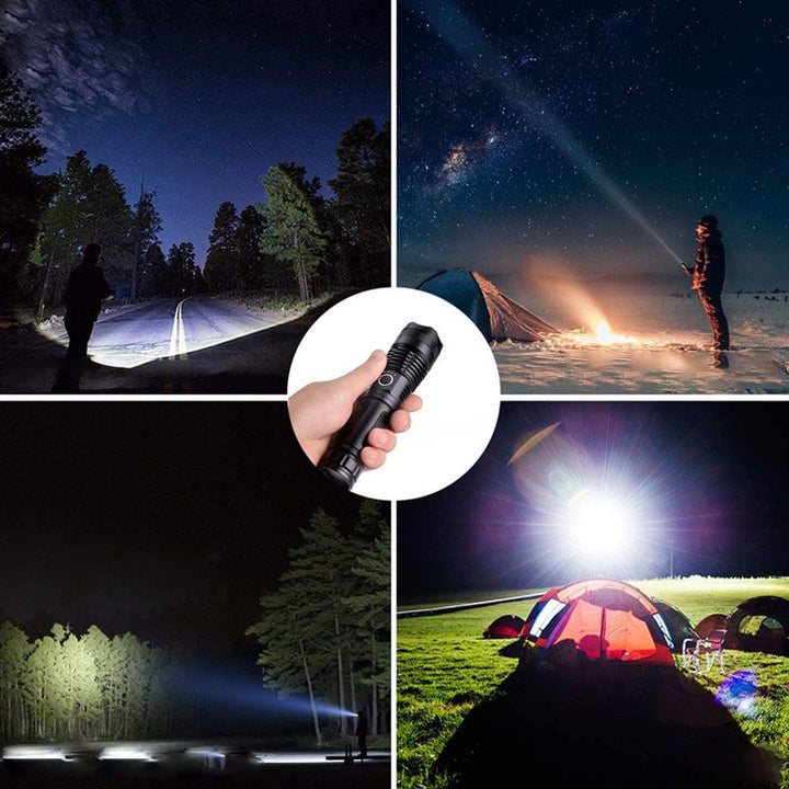 Oplaadbare waterdichte LED-zaklamp met zoom en 5 standen