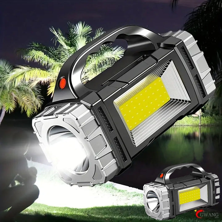 Hollevo™ Oplaadbare LED-zaklamp met zonnepaneel, COB-lamp en powerbank