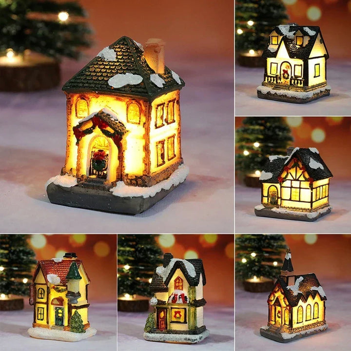 Verlicht kersthuisje met led en besneeuwd dak voor je kerstdorp