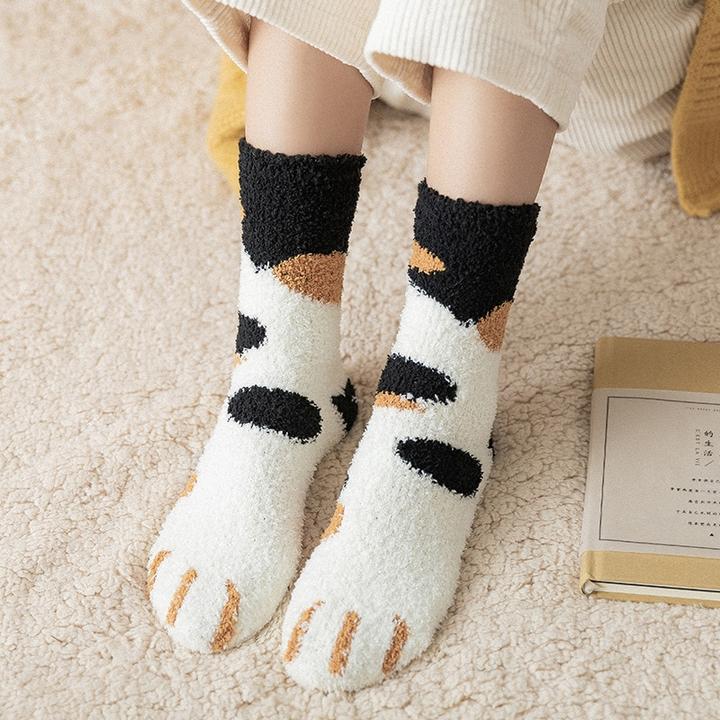 Knusse kattenpootjes sokken van zachte coral fleece, one size