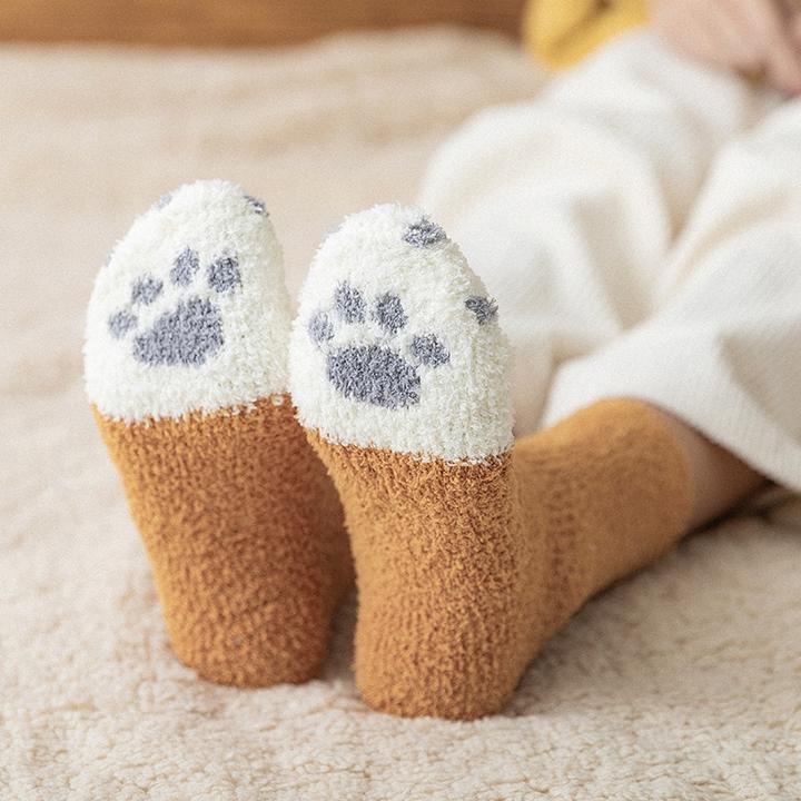 Knusse kattenpootjes sokken van zachte coral fleece, one size