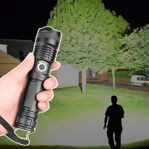 Hollevo™ Oplaadbare LED-zaklamp XHP50 met zoom en batterij-indicator