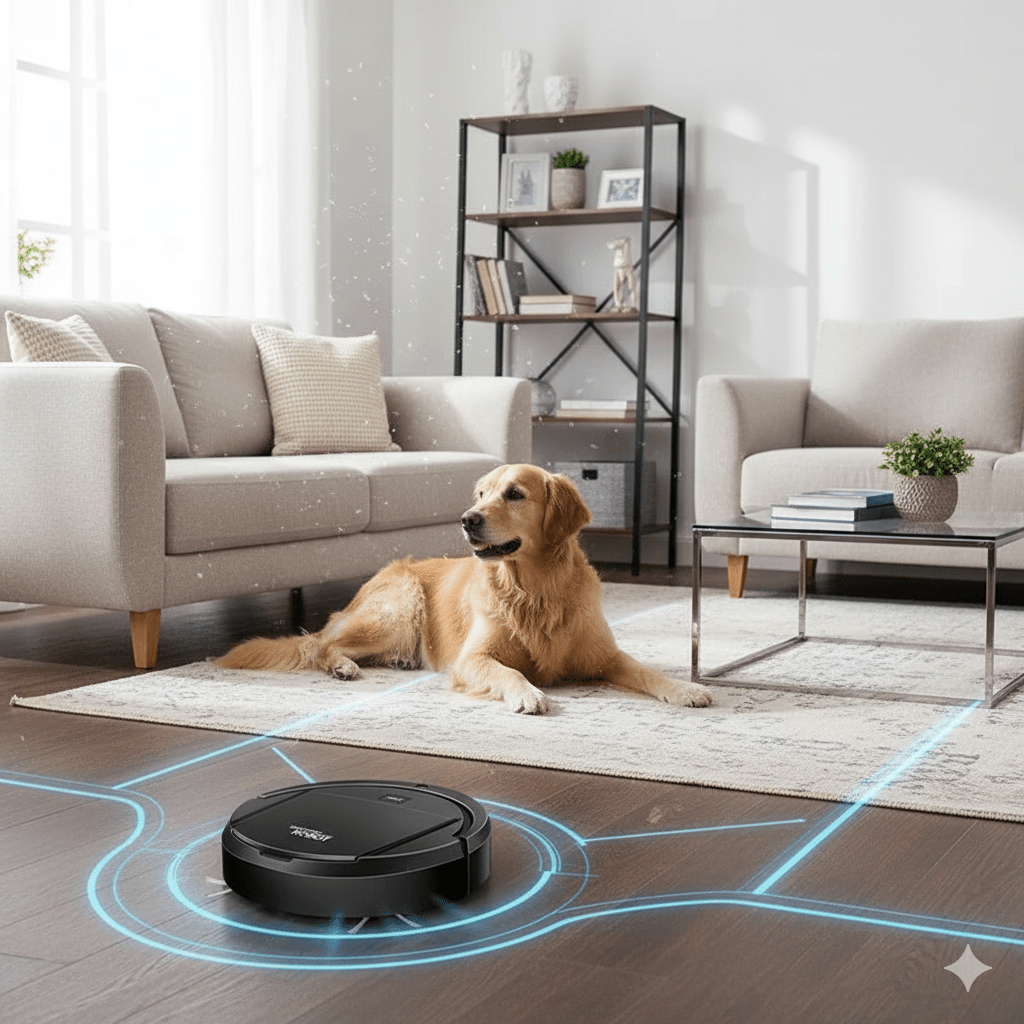 Stille robotstofzuiger met HEPA-filter en bediening met één knop