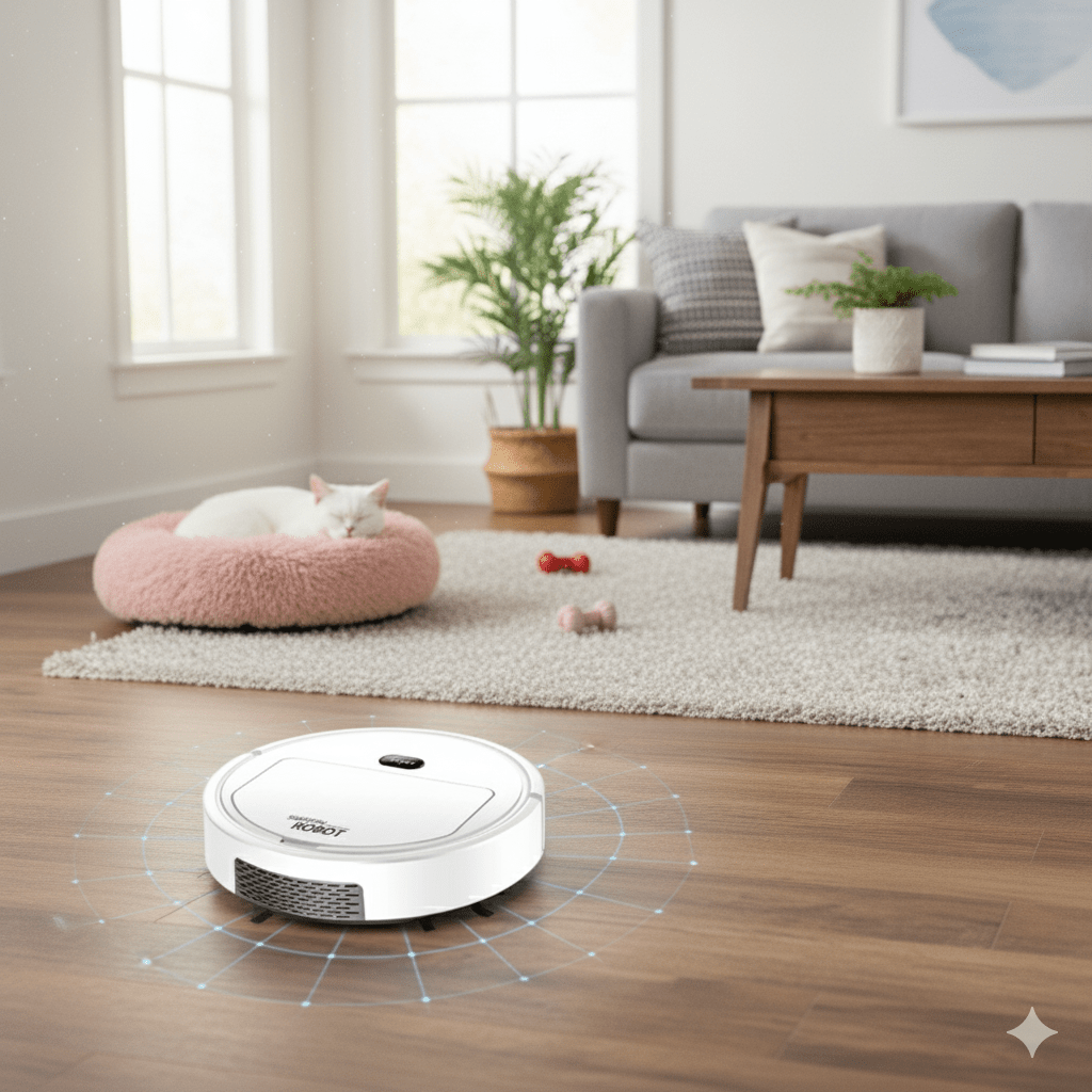 Stille robotstofzuiger met HEPA-filter en bediening met één knop