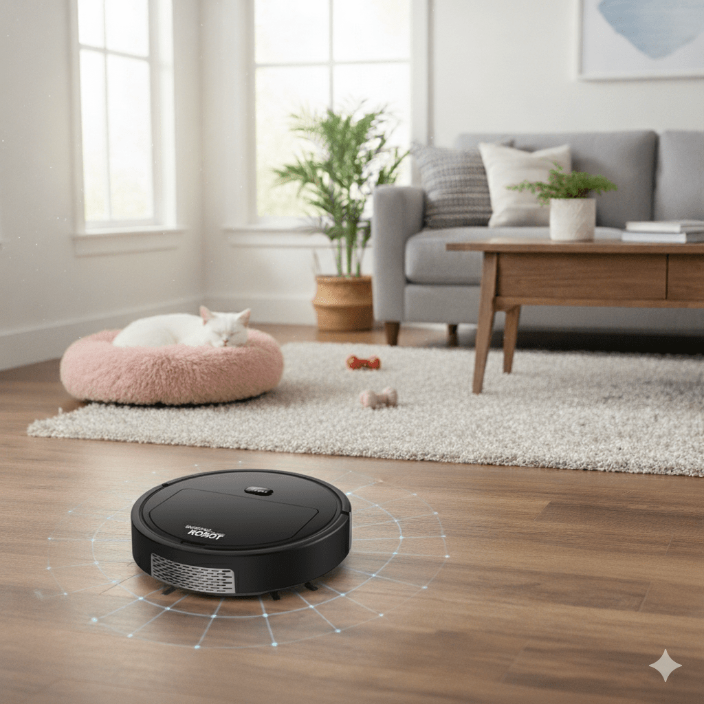 Stille robotstofzuiger met HEPA-filter en bediening met één knop