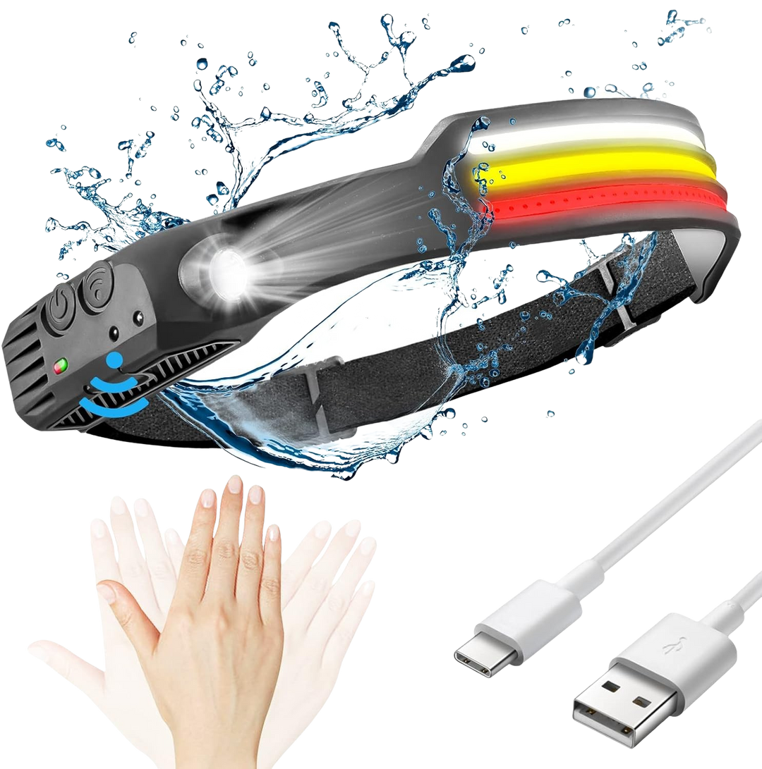LED hoofdlamp x 3 – waterdicht &amp; oplaadbaar hoofd zaklamp voor hardlopen, wandelen &amp; buiten avonturen