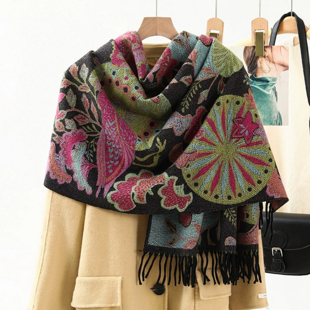 Pashmina omslagdoek met etnisch patroon – zacht en kleurrijk