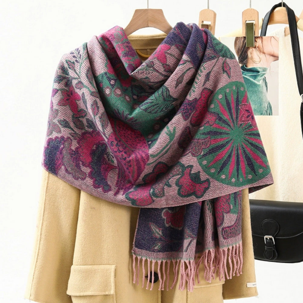 Pashmina omslagdoek met etnisch patroon – zacht en kleurrijk