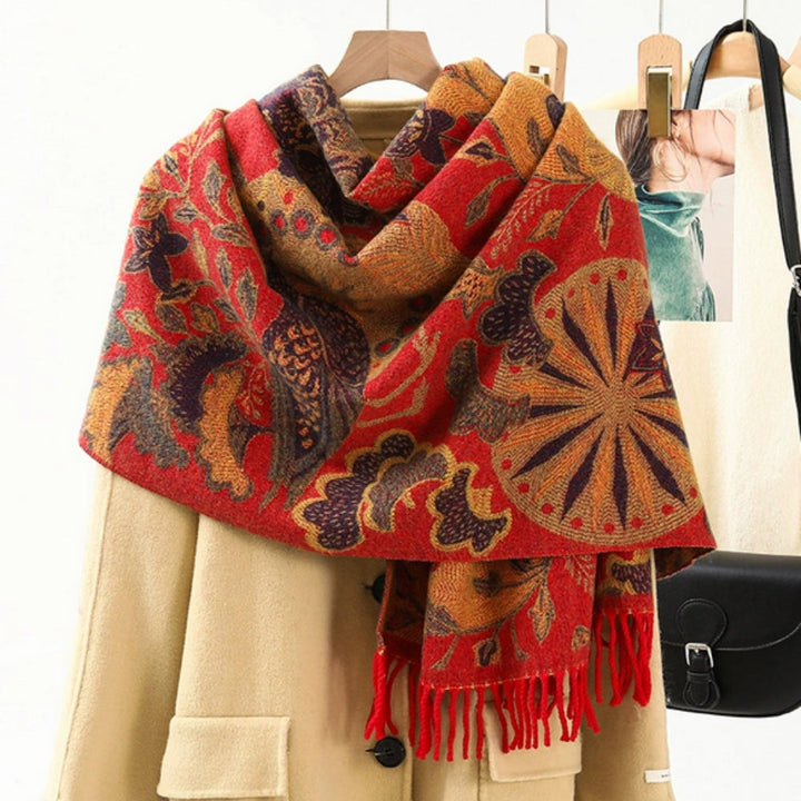Pashmina omslagdoek met etnisch patroon – zacht en kleurrijk