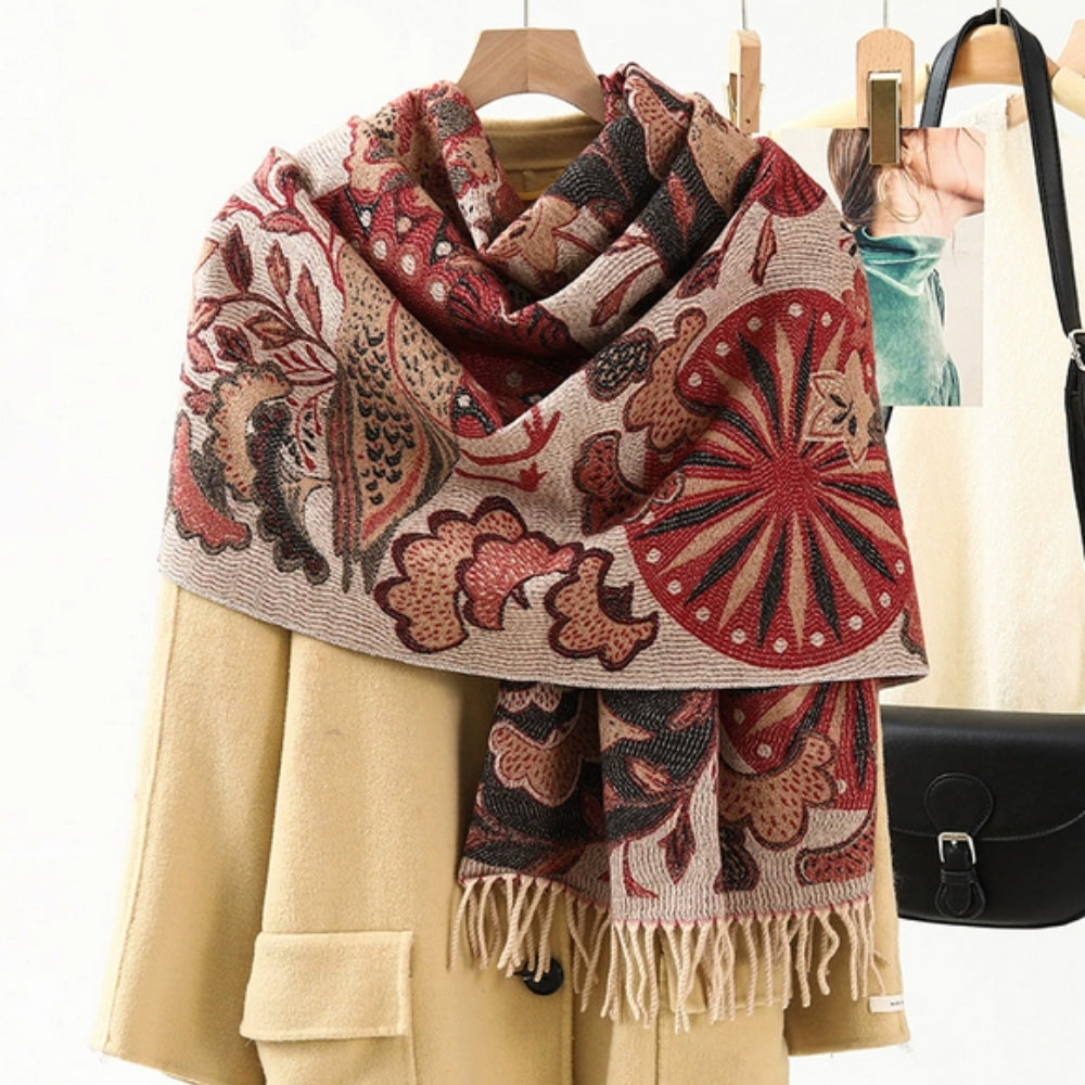 Pashmina omslagdoek met etnisch patroon – zacht en kleurrijk