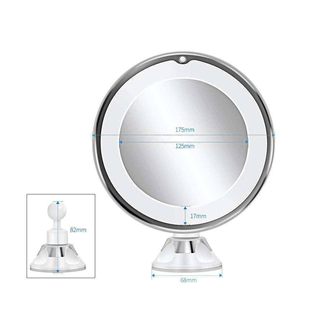 Draadloze LED-make-upspiegel met 7x en 10x vergroting en zuignap
