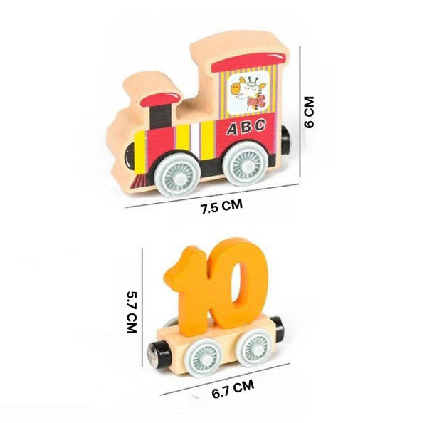 Houten magnetische cijfertrein om spelend te leren