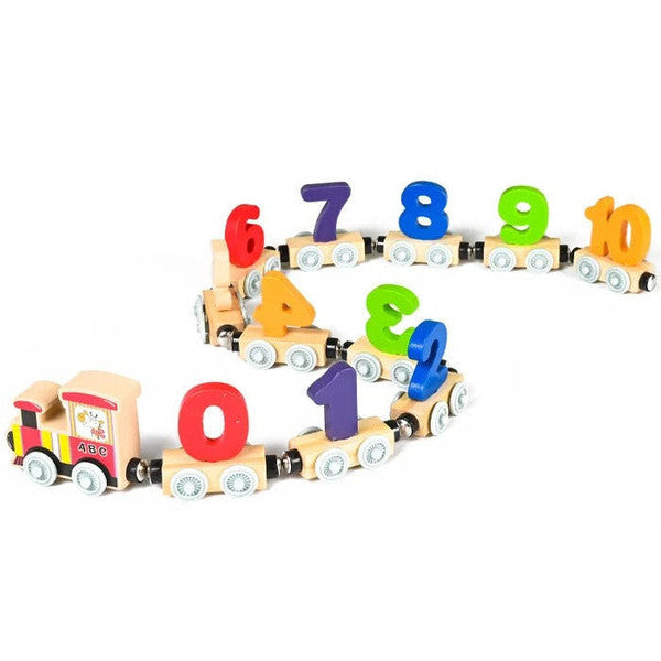 Houten magnetische cijfertrein om spelend te leren