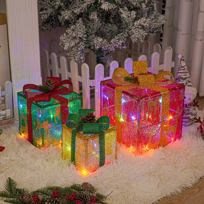 Kerstverlichting cadeau doos driedelig feest decoratie ornamenten