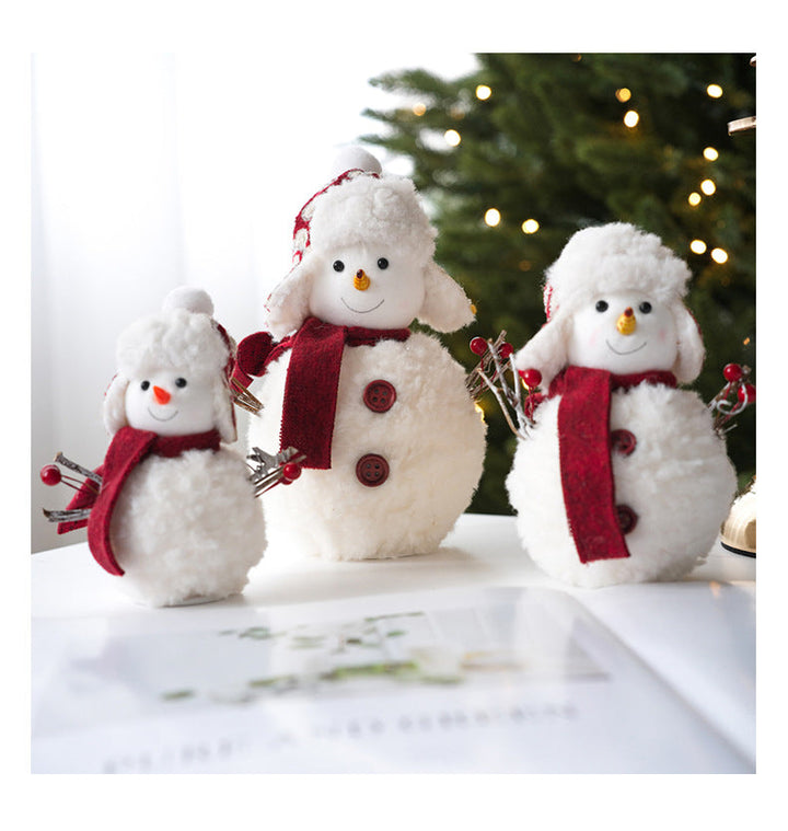 Hollevo™ Pluche gebreide sneeuwpop met warme handgemaakte look