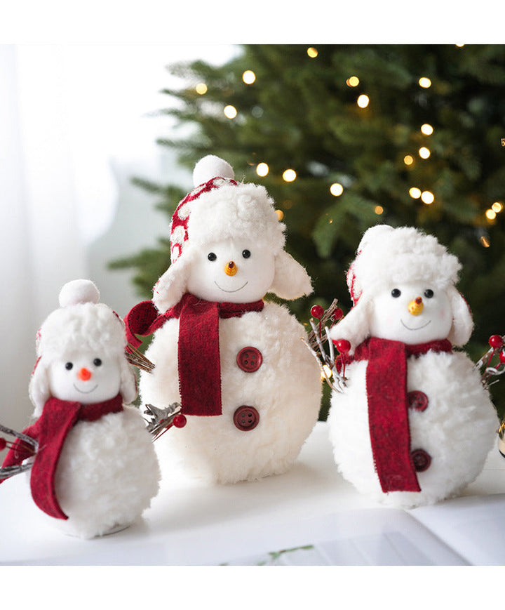 Hollevo™ Pluche gebreide sneeuwpop met warme handgemaakte look