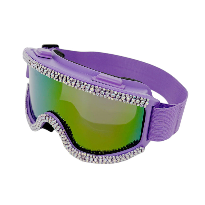 Dames skibril met glinsterende kristallen en anti-condens UV-lens
