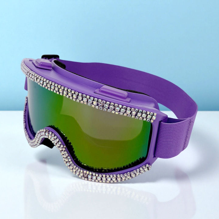 Dames skibril met glinsterende kristallen en anti-condens UV-lens